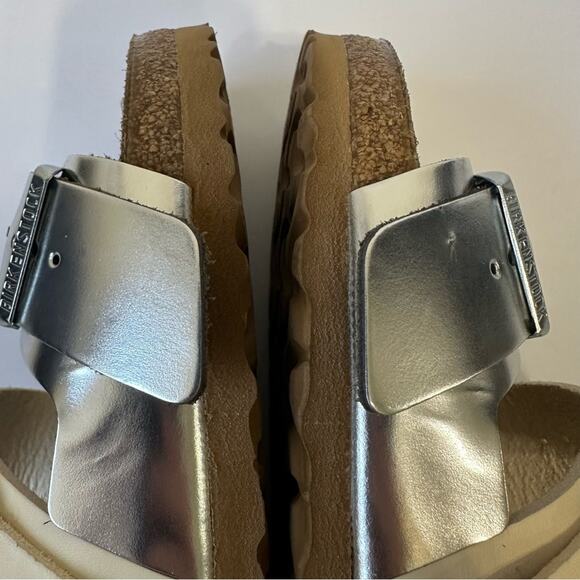 Birkenstock x Rick Owens Arizona Leather Slides Sandal EU 38 US 7 Milk / Silver - Picture 9 of 13